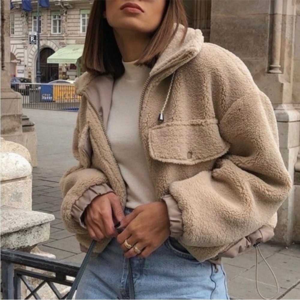 NWOT Zara Cropped Teddy Jacket - Picture 2 of 6